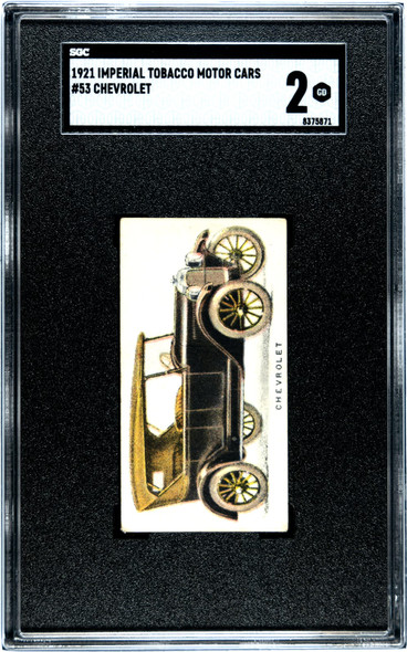 1921 Imperial Tobacco Co. Chevrolet #53 Motor Cars SGC 2 front of card