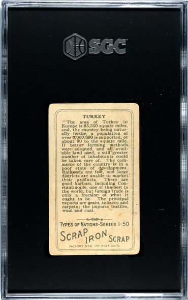 1910 T113 Types of All Nations Turkey Types of Nations SGC 1.5 back of card