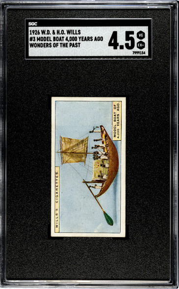 1926 W.D. & H.O. Wills Model Boat 4,000 Years Ago #3 Wonders of the Past SGC 4.5 front of card