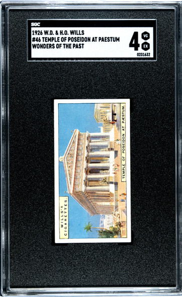 1926 W.D. & H.O. Wills Temple of Poseidon at Paestum #46 Wonders of the Past SGC 4 front of card