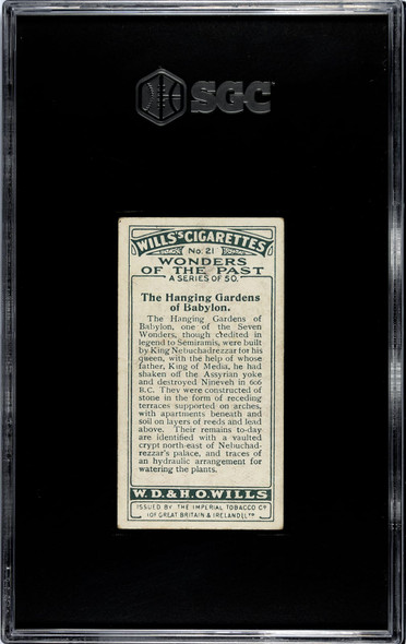 1926 W.D. & H.O. Wills The Hanging Gardens of Babylon #21 Wonders of the Past SGC 4 back of card