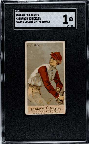 1888 N22 Allen & Ginter Baron Schickler Racing Colors of the World SGC 1 front of card