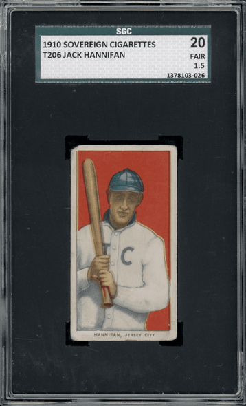 1910 T206 Jack Hannifan Sovereign 350 SGC 1.5 front of card