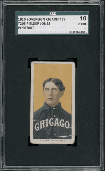 1910 T206 Fielder Jones Portrait Sovereign 350 SGC 1 front of card