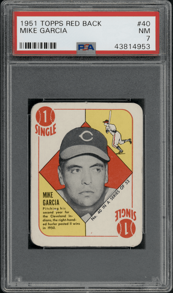 1951 Topps Mike Garcia #4 Red Back PSA 7 front of card