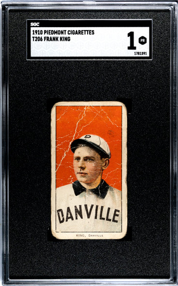 1910 T206 Frank King Piedmont 350 SGC 1 front of card