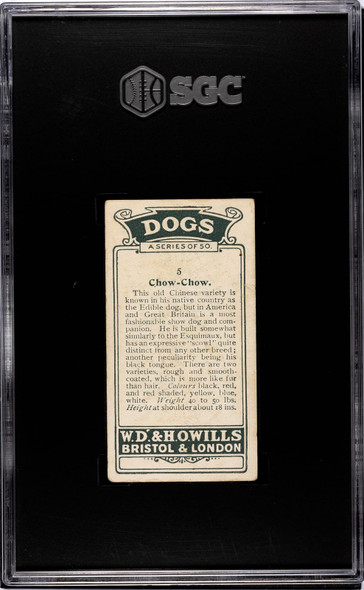 1920 W.D. & H.O. Wills Chow-Chow #5 Dogs SGC 4 back of card