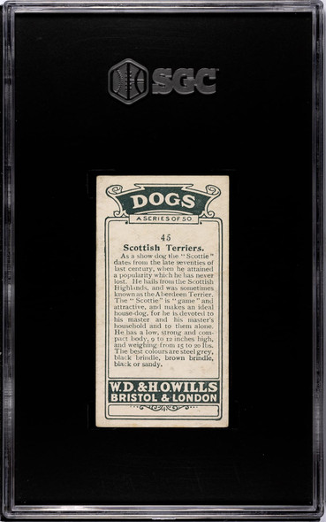 1920 W.D. & H.O. Wills Scottish Terrier #45 Dogs SGC 3.5 back of card