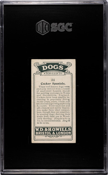 1920 W.D. & H.O. Wills Cocker Spaniels #35 Dogs SGC 4.5 back of card