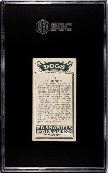 1920 W.D. & H.O. Wills St. Bernard #26 Dogs SGC 4.5 back of card