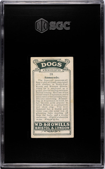 1920 W.D. & H.O. Wills Samoyeds #28 Dogs SGC 5 back of card