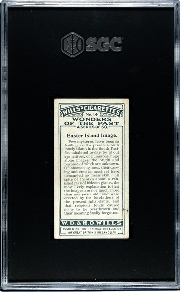 1926 W.D. & H.O. Wills Easter Island Image #14 Wonders of the Past SGC 4 back of card