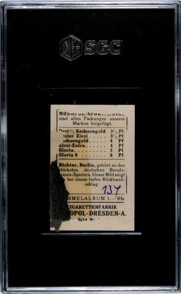 1932 Monopol Richter, Berlin #134 Sportphotos SGC A back of card