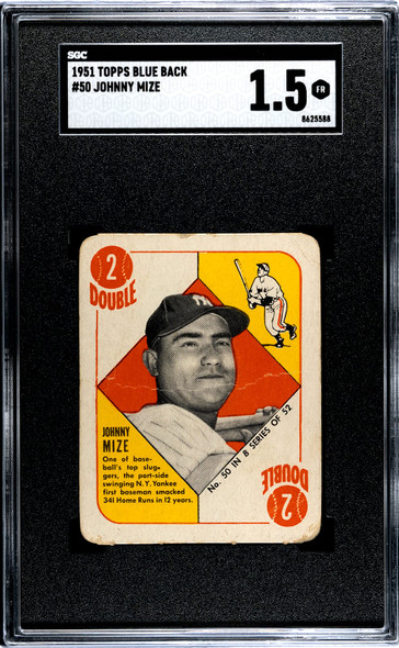 1951 Topps Johnny Mize #50 Blue Back SGC 1.5 front of card