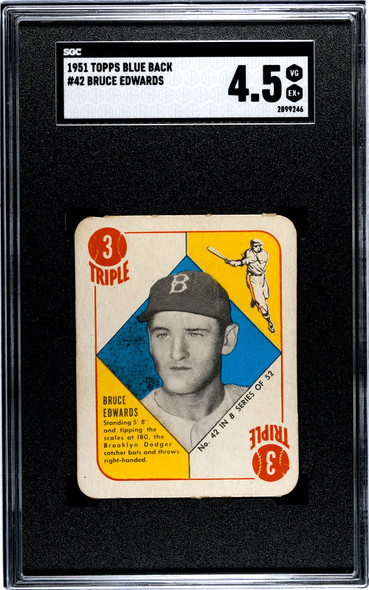 1951 Topps Bruce Edwards #42 Blue Back SGC 4.5 front of card