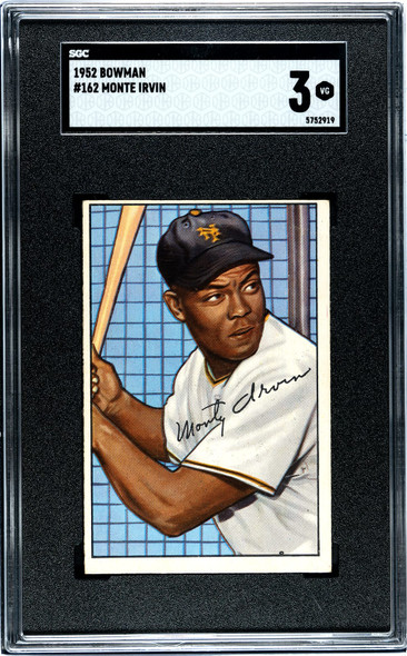 1952 Bowman Monte Irvin #162 SGC 3 front of card