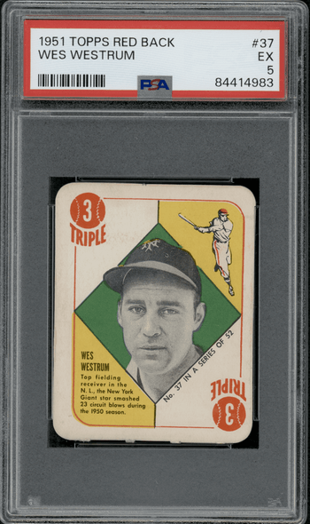 1951 Topps Wes Westrum #37 Red Back PSA 5 front of card
