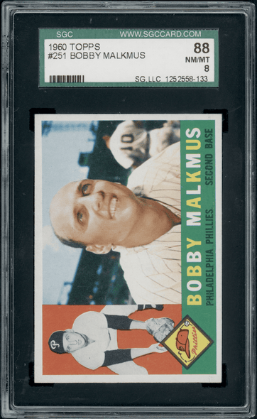 1960 Topps Bobby Malkmus #251 SGC 8 front of card