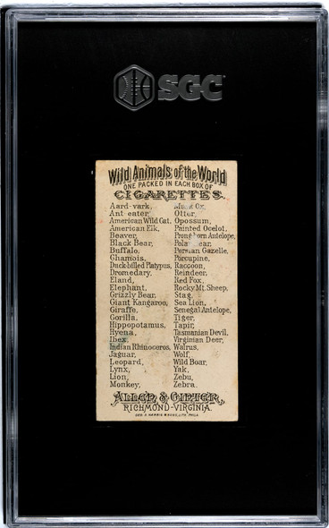 1888 N25 Allen & Ginter Elephant Wild Animals of the World SGC 3 back of card