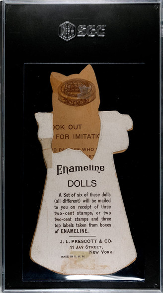 1890 JL. Prescott Cat (Miss Kitty) Advertising Dolls Animals SGC Authentic back of card