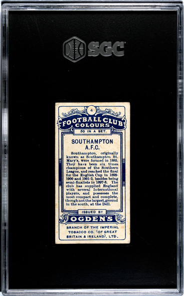 1906 Ogden's Football (Soccer) Club Colours Southampton AFC #4 Football Club Colours SGC 3 back of card
