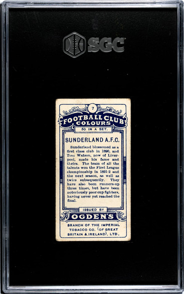 1906 Ogden's Football (Soccer) Club Colours Sunderland AFC #7 Football Club Colours SGC 3 back of card