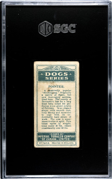 1920 W.D. & H.O. Wills Pointer #1 Dogs SGC 2.5 back of card