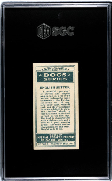 1920 W.D. & H.O. Wills English Setter #18 Dogs SGC 4.5 back of card