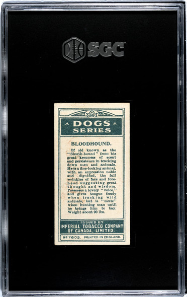 1920 W.D. & H.O. Wills Bloodhound #22 Dogs SGC 6 back of card