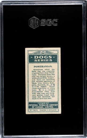 1920 W.D. & H.O. Wills Pomeranian #5 Dogs SGC 5 back of card