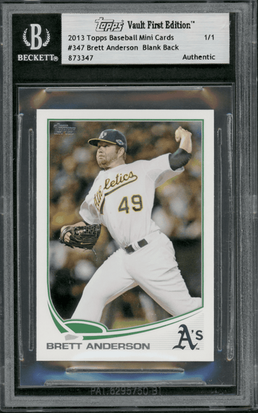 2013 Topps Mini Brett Anderson Commemorative Blank Back Proof Card 1/1 #347 Topps Vault First Edition BGS Authentic front of card