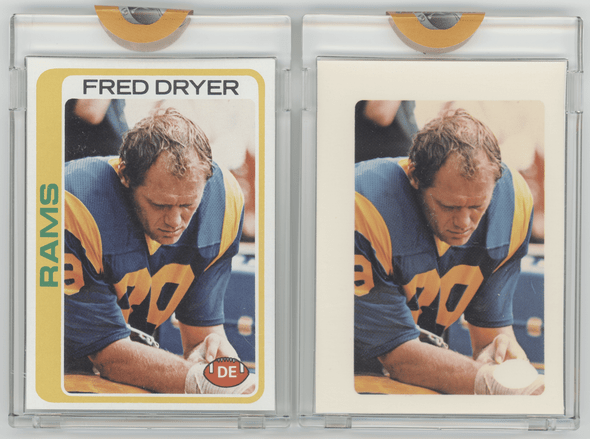1978 Topps Vault Fred Dryer #1/1 #366 Two Proof Card Set Encased & Sealed front of card