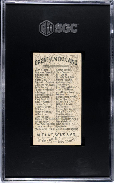 1888 N76 W. Duke & Sons Co. Andrew Jackson Great Americans SGC 1 back of card