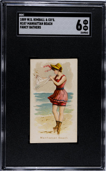 1889 N187 W.S. Kimball & Co. Manhattan Beach Fancy Bathers SGC 6 front of card