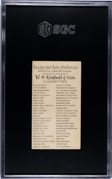 1889 N189 W.S. Kimball & Co. Bear Coat Savage & Semi-Barbarous Chiefs & Rulers SGC 5 back of card