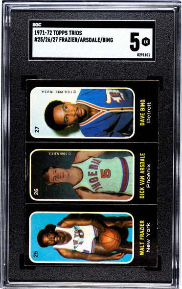 1971-72 Topps Trios Walt Frazier Dick Van Arsdale Dave Bing #25-26-27 SGC 5 front of card