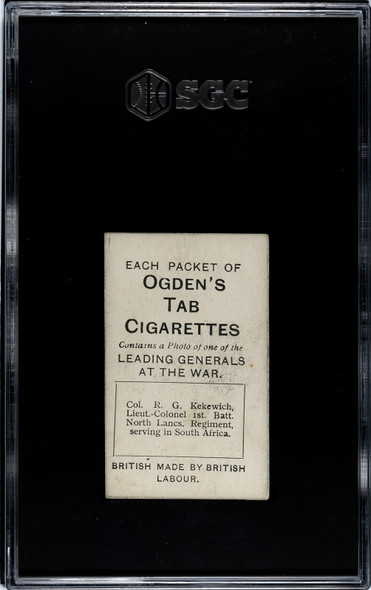 1900-03 Ogden's Cigarettes Colonel R.G. Kekewich of Kimberley Leading Generals at the War SGC 3.5 back of card