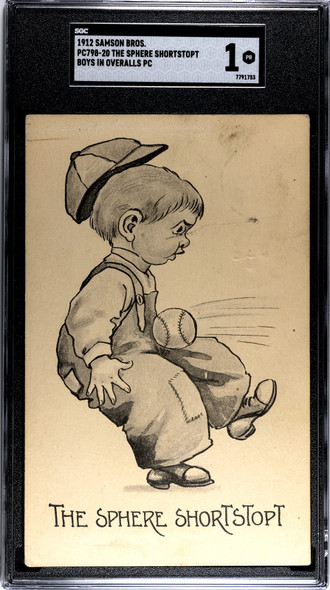 1912 Samson Bros. PC798-20 Baseball Postcards The Sphere Shortstopt SGC 1 front of card