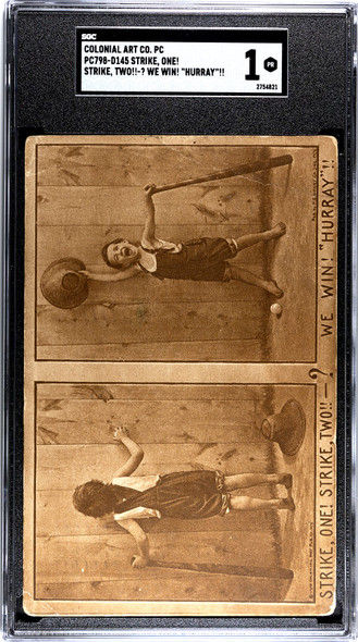 1910 Colonial Art Co. PC798-D145 Strike, We Win! Hurray!! SGC 1 front of card