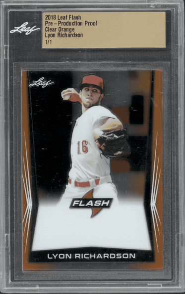 2018 Leaf Flash Lyon Richardson Clear Orange #1/1 Pre-Production Proof EX front of card