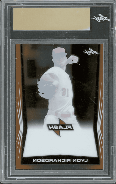 2018 Leaf Flash Lyon Richardson Clear Orange #1/1 Pre-Production Proof EX back of card
