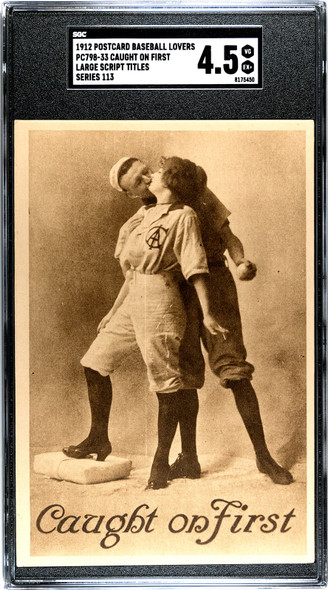 1912 PC798-33 Baseball Lovers Postcards Caught On First Series 113 SGC 4.5 front of card
