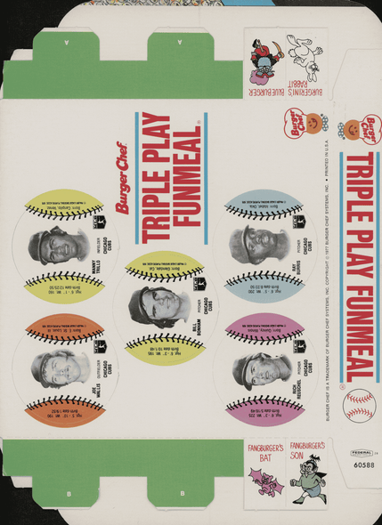 1977 Burger Chef Triple Play FunMeal Promo Box Bill Buckner+ front of card