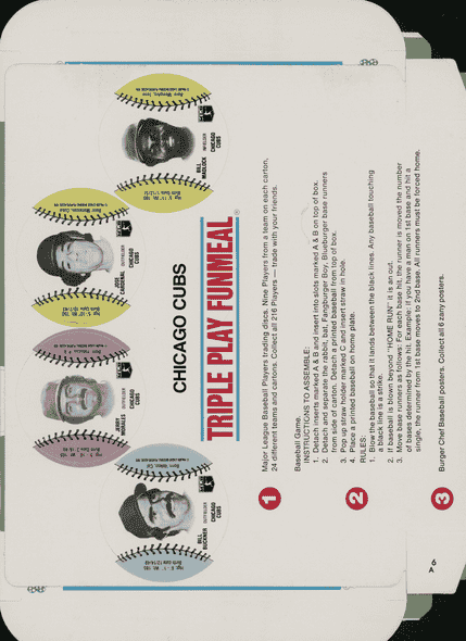 1977 Burger Chef Triple Play FunMeal Promo Box Bill Buckner+ back of card