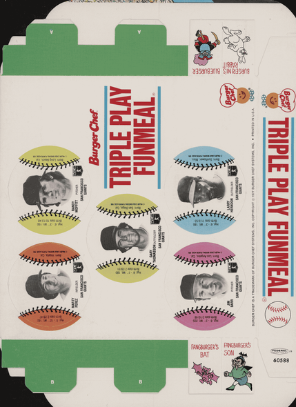 1977 Burger Chef Triple Play FunMeal Promo Box Jim Barr+ front of card