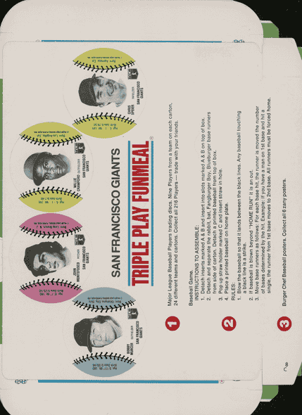 1977 Burger Chef Triple Play FunMeal Promo Box Jim Barr+ back of card