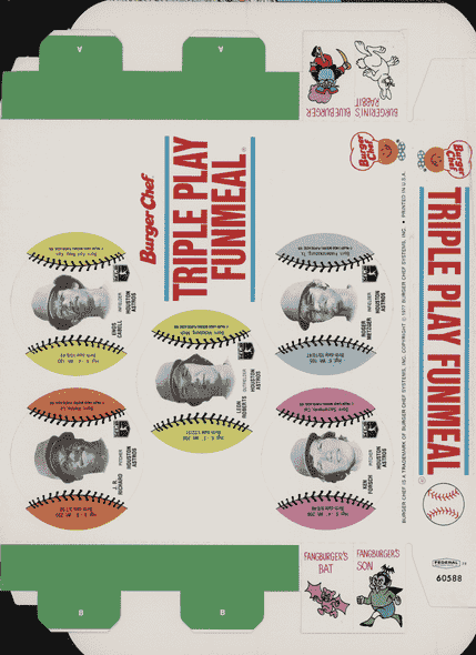 1977 Burger Chef Triple Play FunMeal Promo Box Bob Watson+ front of card