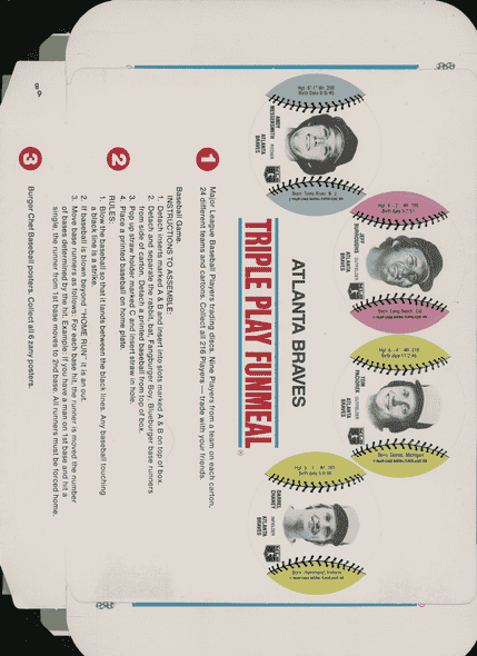 1977 Burger Chef Triple Play FunMeal Promo Box Phil Niekro+ back of card