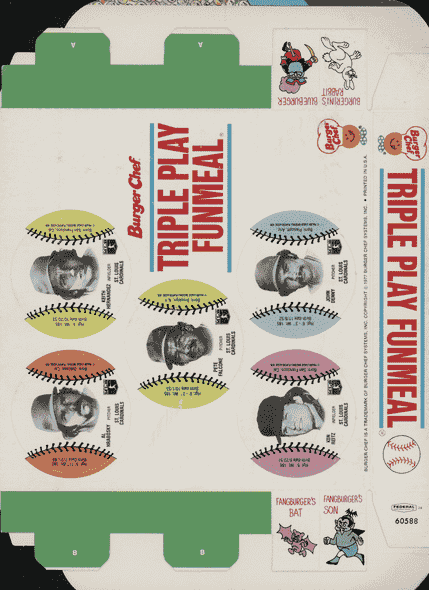 1977 Burger Chef Triple Play FunMeal Promo Box Lou Brock+ front of card