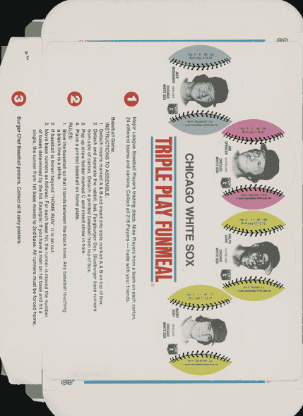 1977 Burger Chef Triple Play FunMeal Promo Box Bucky Dent+ back of card